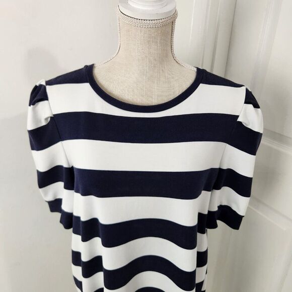 Lauren Ralph Lauren Dress Womens 1X Blue White Striped Coastal Vacation Resort - Picture 2 of 15